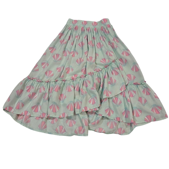 OshKosh B'gosh Dresses & Skirts - OshKosh B'gosh Girls Pink & Green Seashell Asymmetric Highlow  A-Line Skirt Sz 7